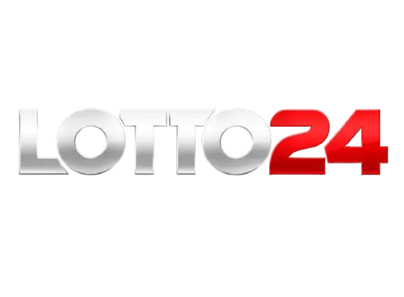 โลโก้ LOTTO24 คำว่า LOTTO ตัวอักษรสีเงินเมทัลลิกสามมิติ ต่อด้วยเลข 24 สีแดงสด